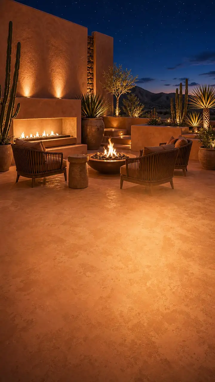 Firelit desert patio