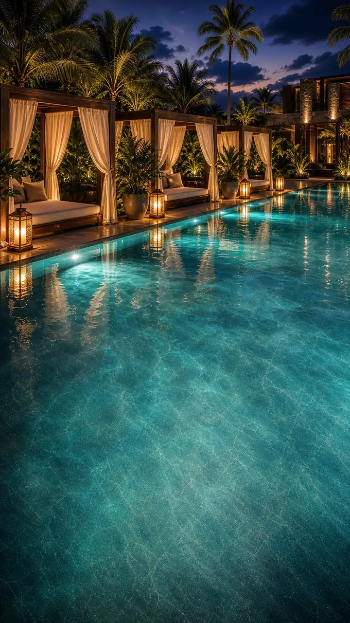 Midnight pool cabanas
