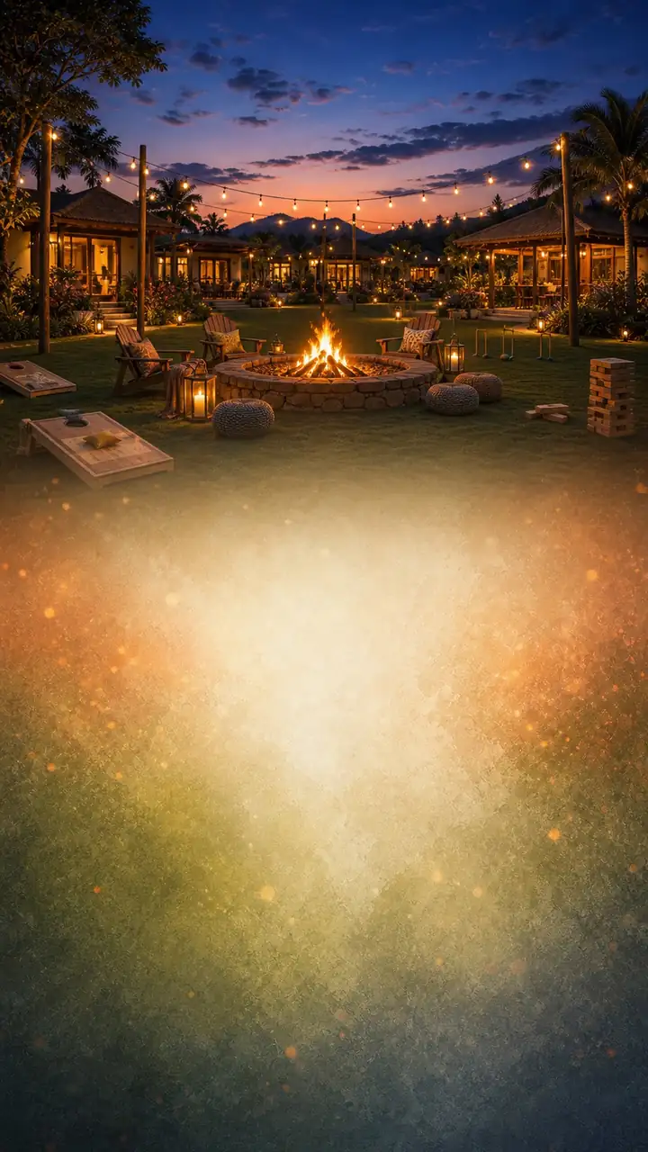 Campfire lawn evening