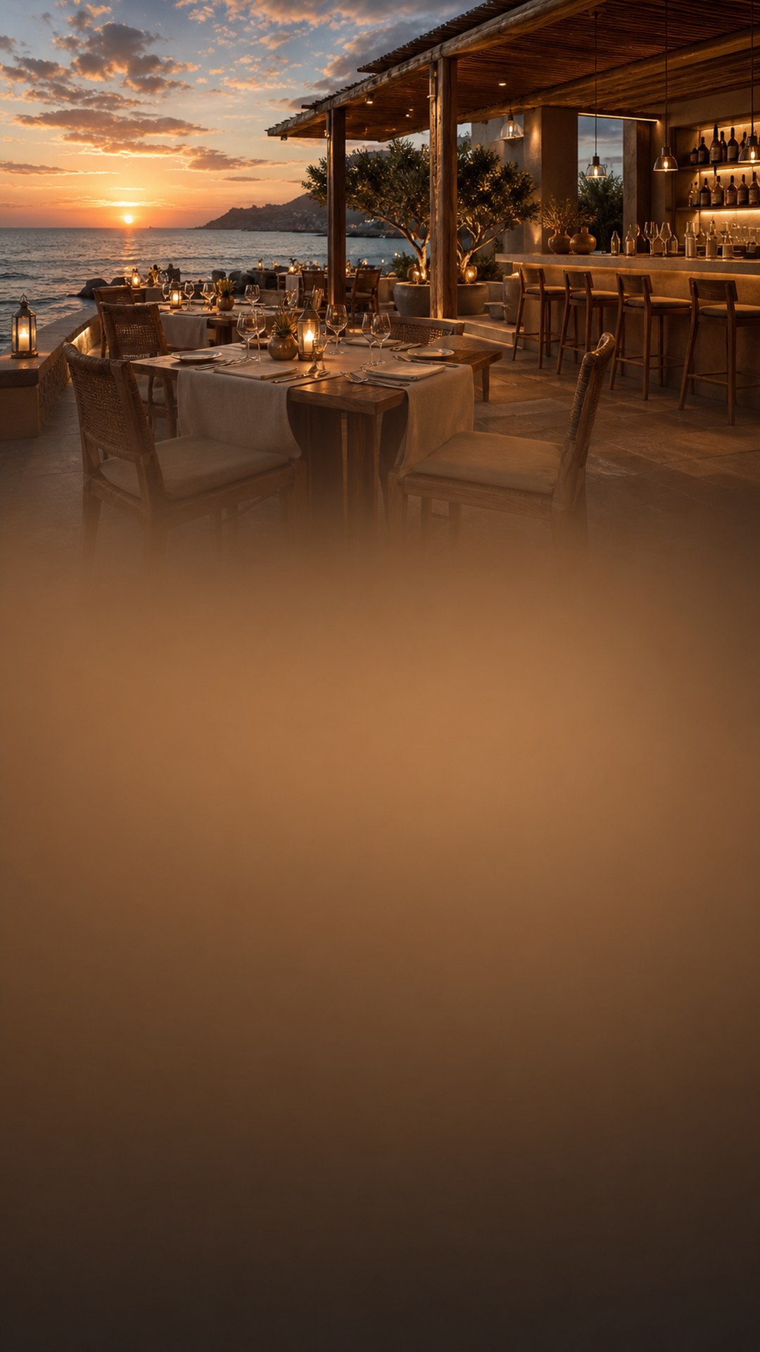 Seaside restaurant evening