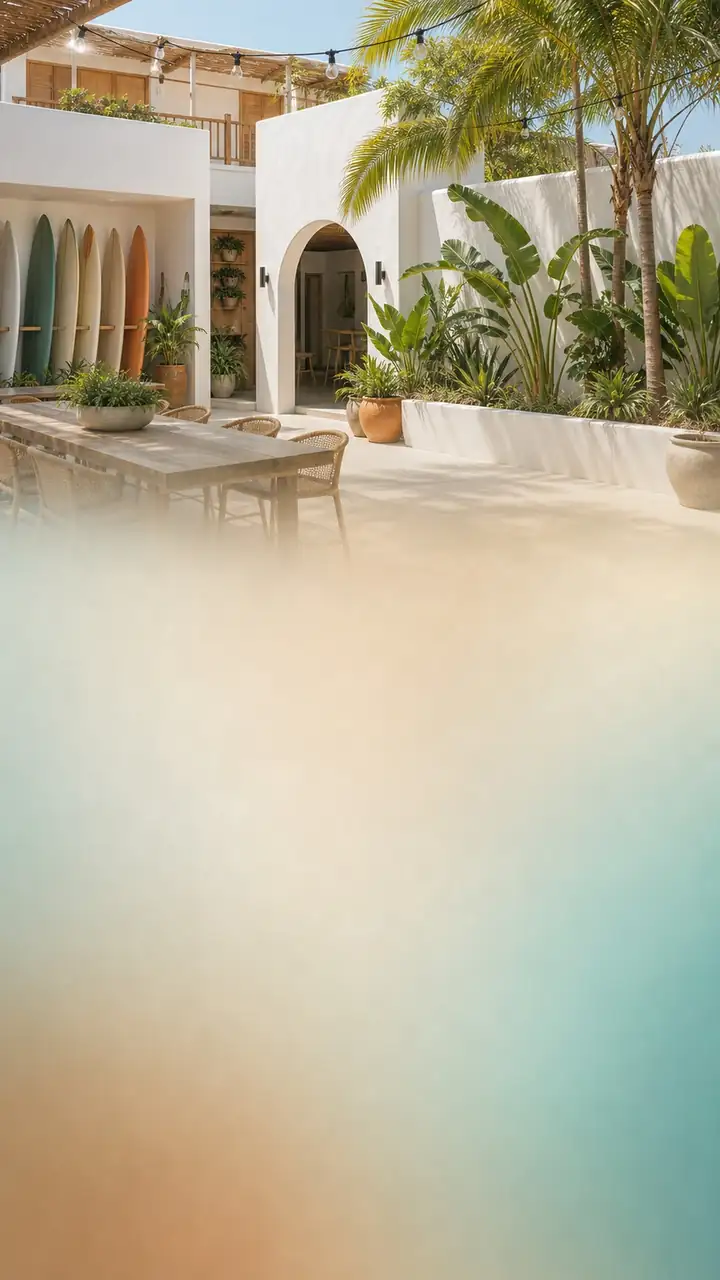 Surf hostel courtyard