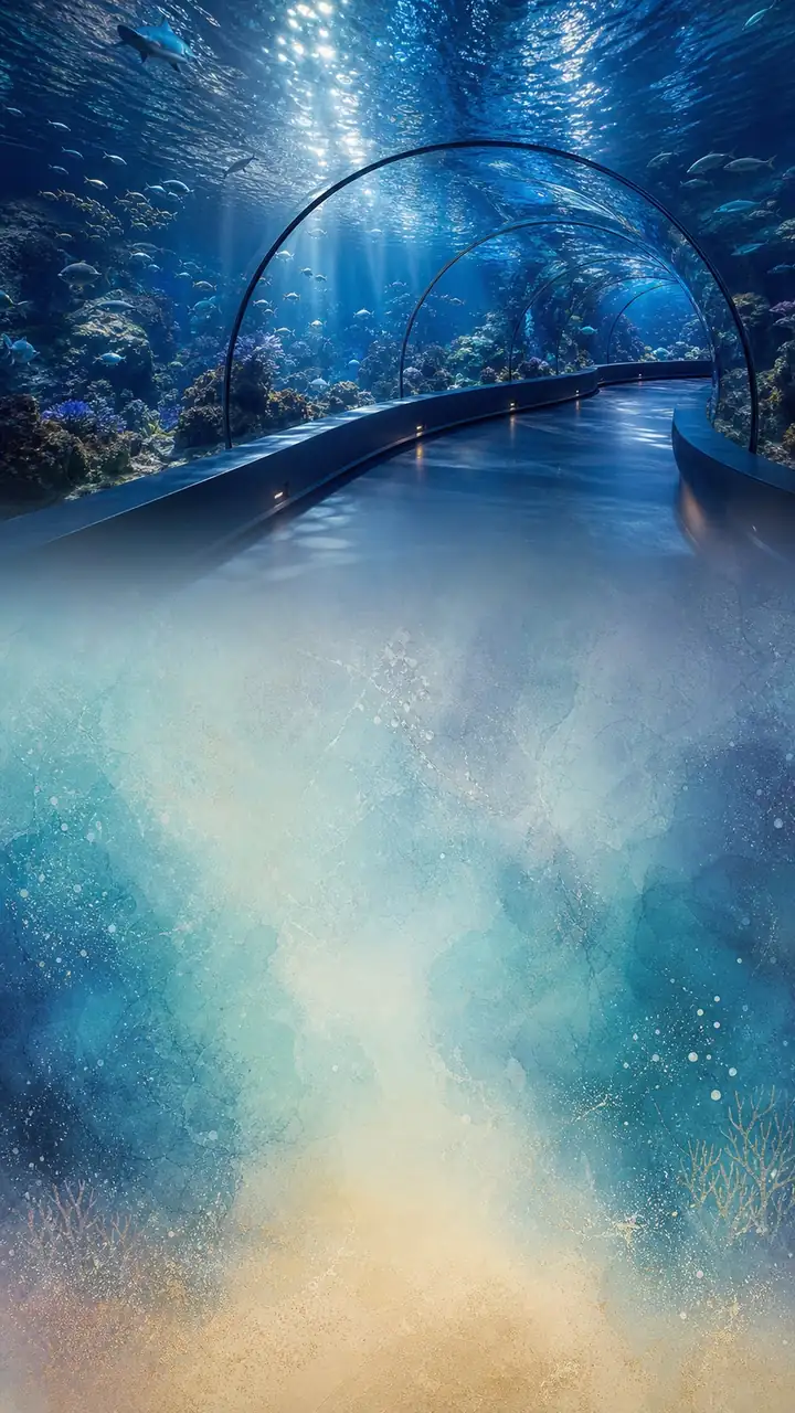 Aquarium blue tunnel