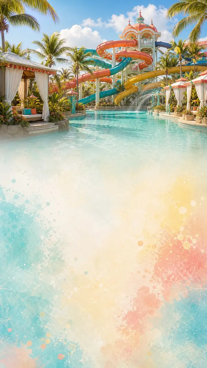 Tropical waterpark cabanas