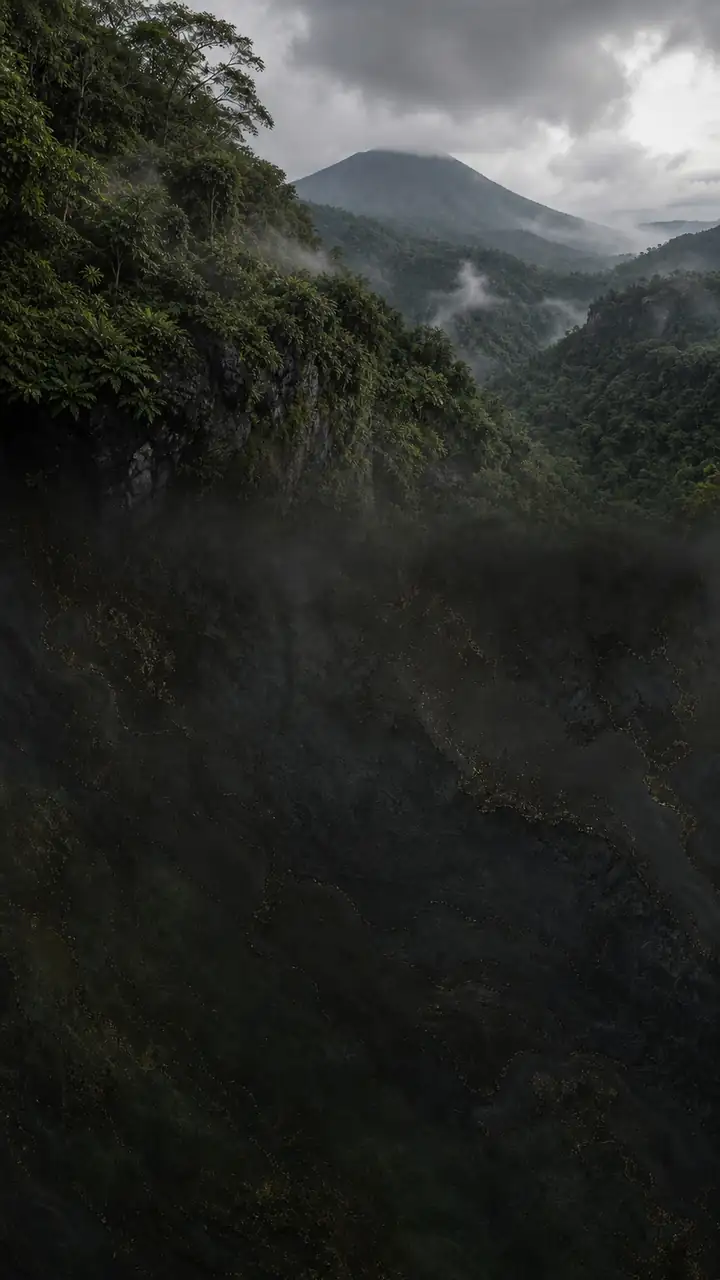 Volcanic jungle cliff