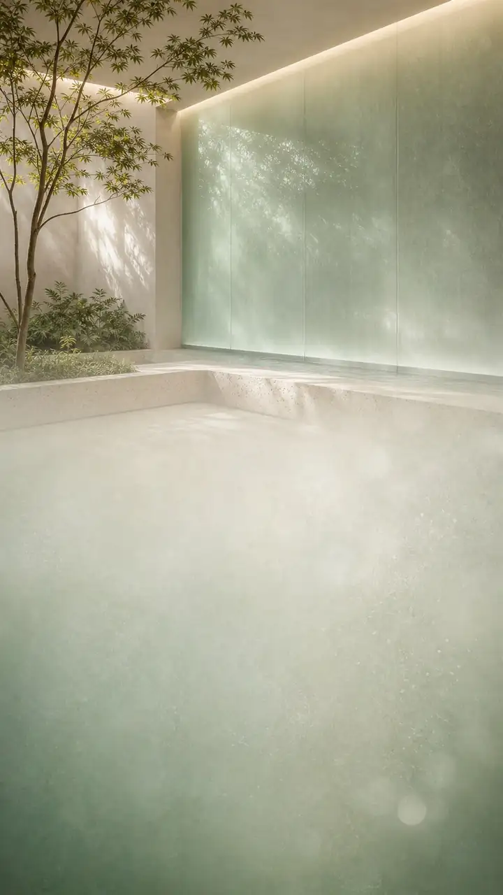 Celadon glass courtyard