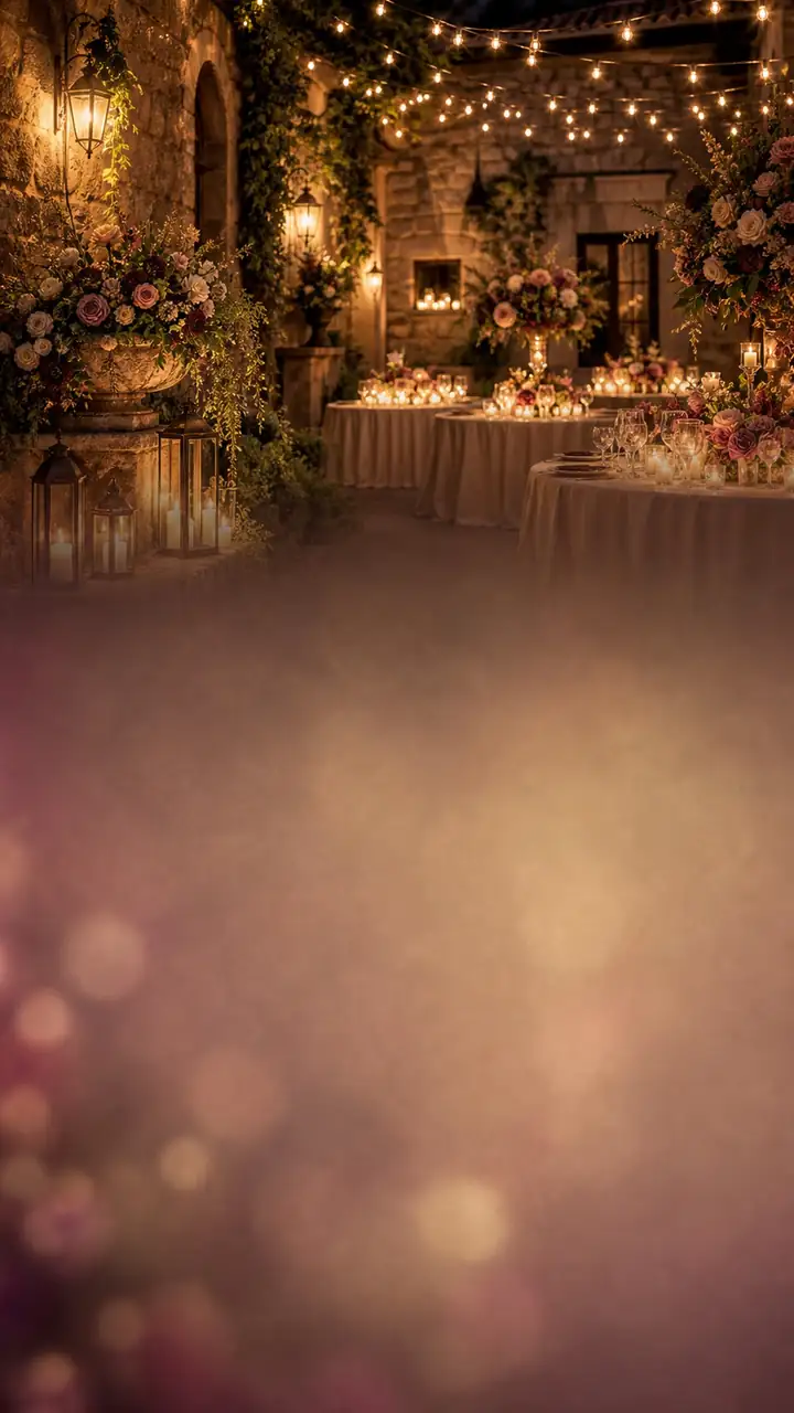 Candlelit courtyard event