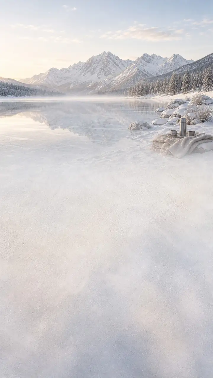 Frozen lake morning